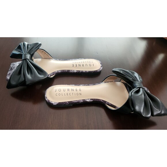 **NEW** Journee Collection Women's Kealla Bow Slip On Sandal/Slide Black-Size 7 - Picture 2 of 7